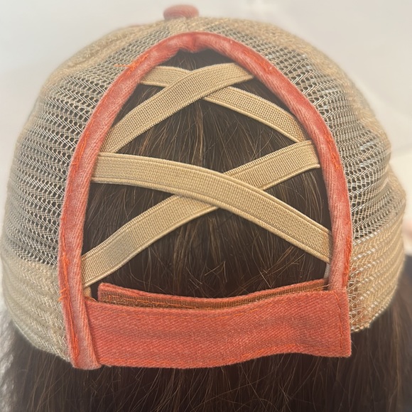 Distressed Ponytail Baseball Caps Adjustable Criss Cross Ponytail Hats Mesh - Picture 5 of 6